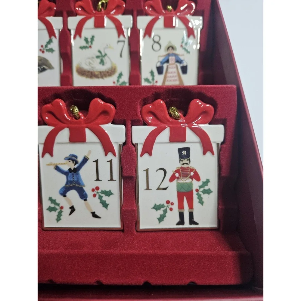 Lenox 12 Days of Christmas 12 PC Ornament Set Porcelain Gift Box Complete